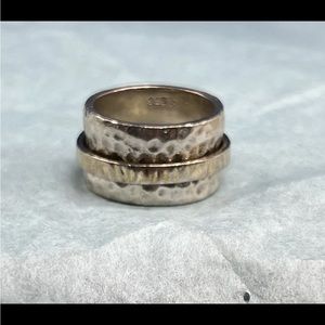 SILPADA Sterling Silver Spinner Band Ring Brass Accent sz 7